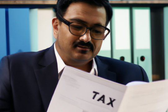 Financial Tax Advisor Reviewing Tax Documents